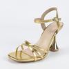 Fashion Liyke Summer Fashion Gold Strange High Heels Gladiator Sandals Women Square Toe Buckle Strap Ladies Party Dress Shoes Size 36-42