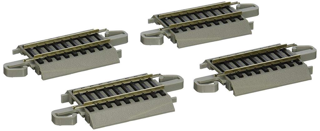 Bachmann Trains - Snap-Fit E-Z TRACK 2.25" Straight Track (4/Card) - Nickel Silver Rails with Gray Road Bed - HO Scale