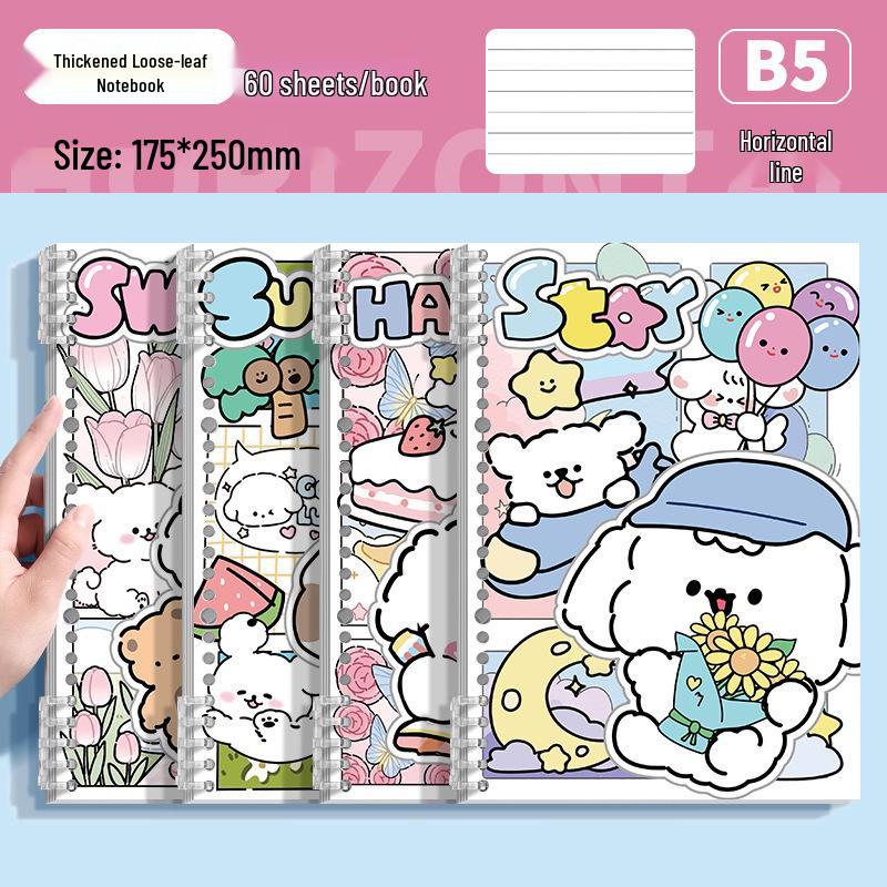 

Thickened B5 Cute Cartoon Dog Notebook for School Girls and Students