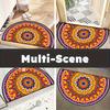 1pc 2D Flat Printed Semi-Circular Welcome Mat Non-Slip Washable Floor Rug Creative Half Round Carpet for Indoor Outdoor Entrance Decoration