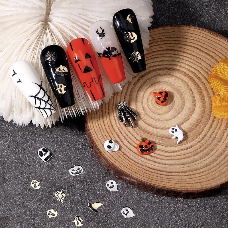 1PCS Pumpkin Skull Bat Nail Art Parts Retro Punk Style Alloy Finger Nail Charms Metal DIY Nail Art Decoration Accessories