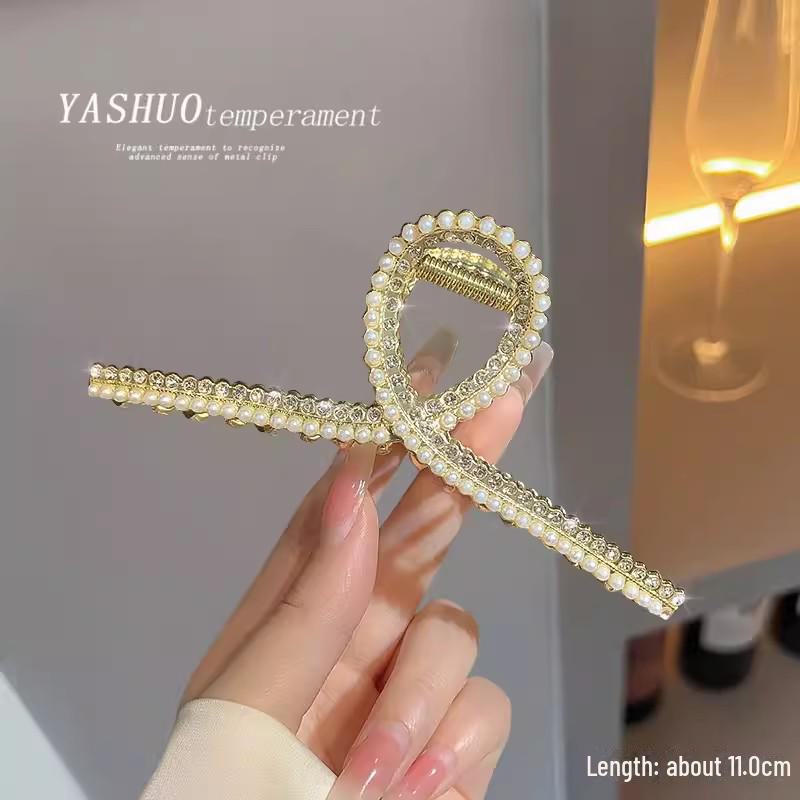 High-End Women's Rhinestone Hair Shark Clip - Large, Stylish, and Trendy Hairpin