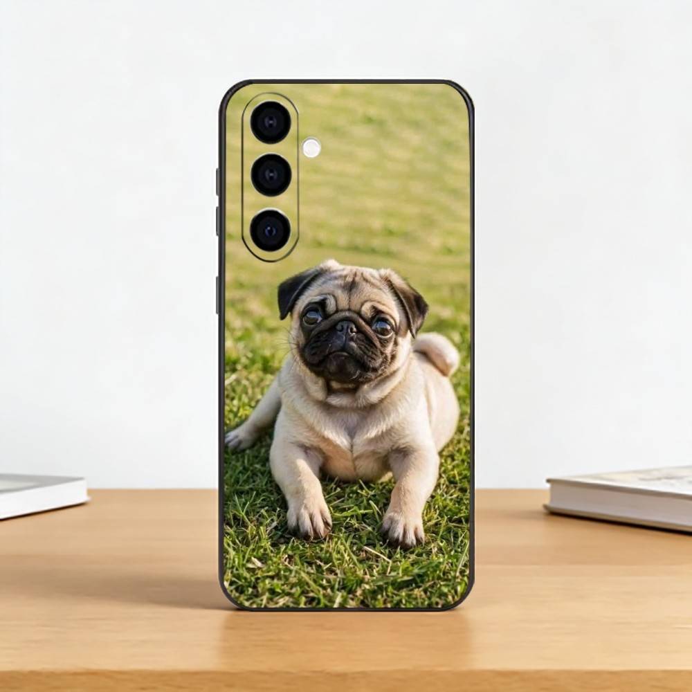 C-Cute Pug Dog Phone Case For Samsung Galaxy A73,A72,A71,A70,A53,A52,A51,Others Soft Black Cover