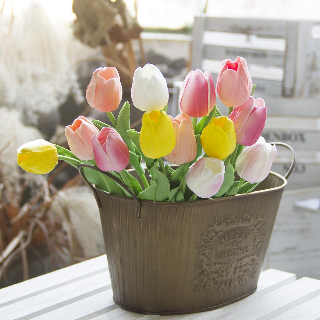 Real Touch Multicolor Artificial Tulips, Fake Tulip Flowers for Home Wedding Decor