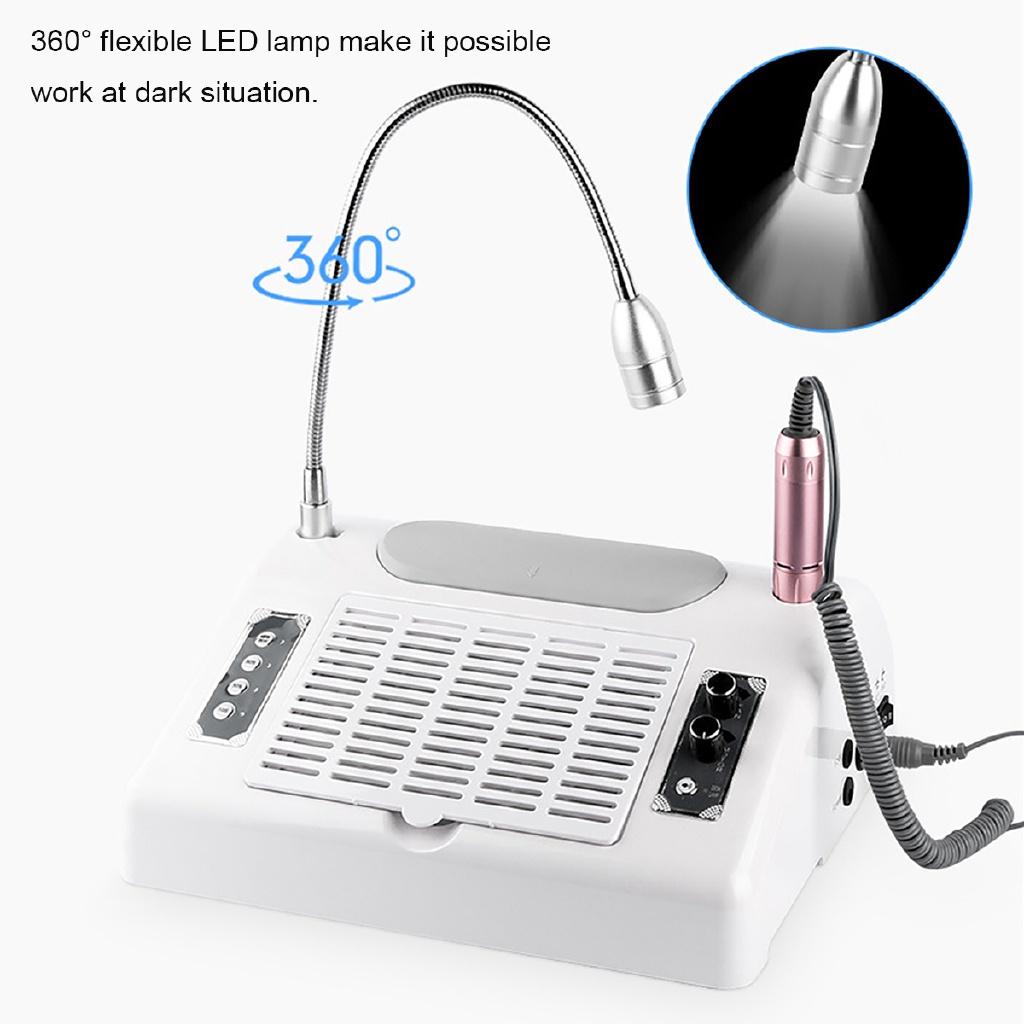 220V 110V 5 In 1 Nail Milling Polish LED UV Nail Lamp Gel Dryer Dust Collector + Drill Set