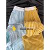 145 Women's Summer Petite High-Waisted Plaid Pants - Height-Enhancing, Wide-Leg, Lazy Style, Slimming Ice Silk Draping Pants