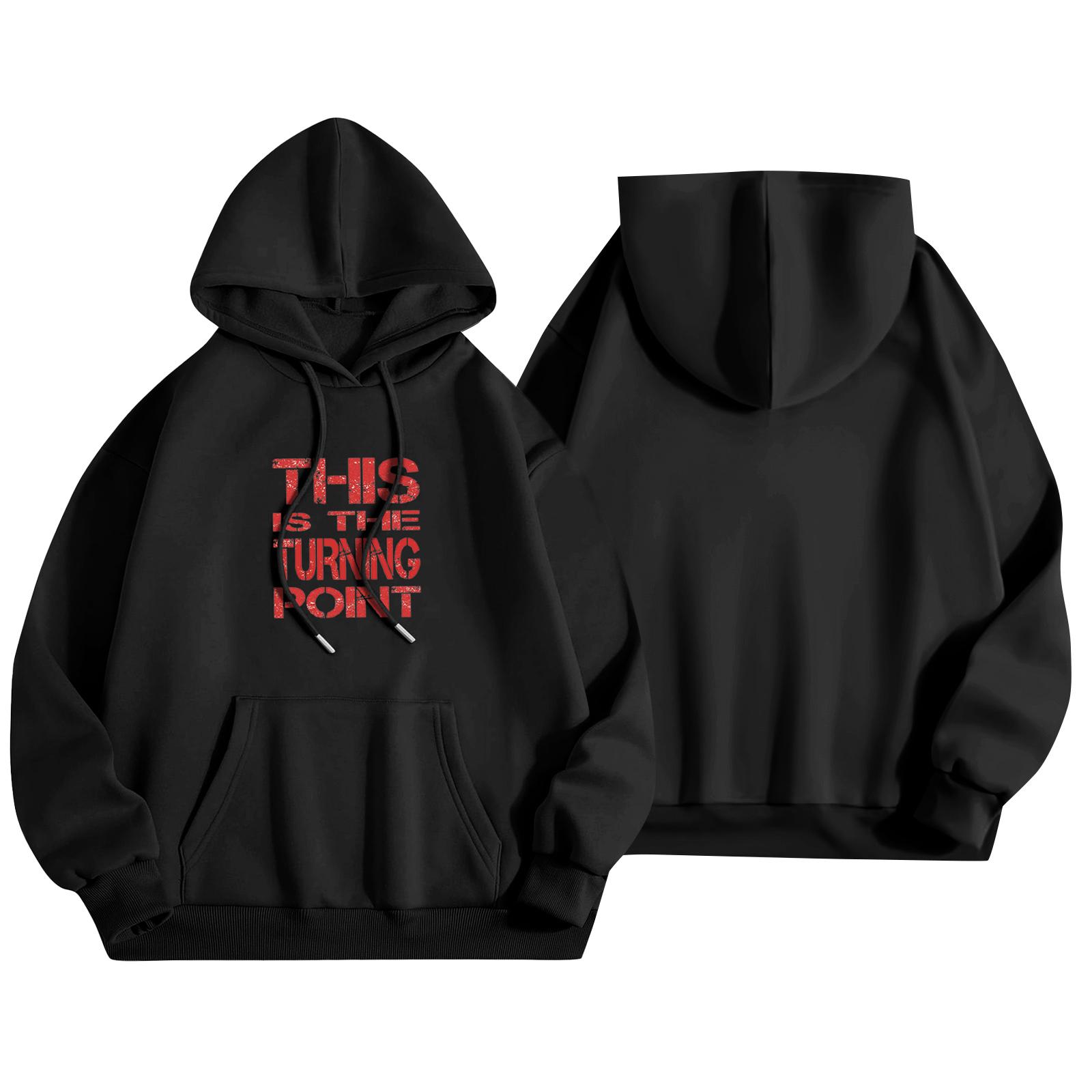 

Unisex Fashion Lightweight Long Sleeve Pullover With Pockets Print Hoodie XL красный