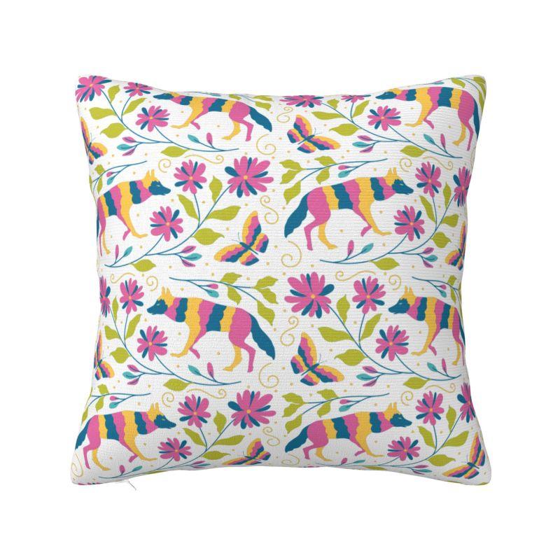 Mexikanische Otomi Blumenzusammensetzung Kunst Moderne Kissenhülle Wohnzimmerdekoration Volksblumenmuster Stuhlkissen