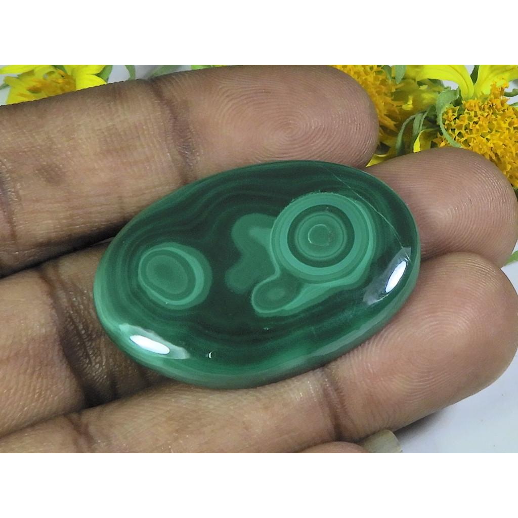 AA++ 78Cts. Natural Green Malachite Oval Cabochon Loose Gemstone 25X31X06MM D-55