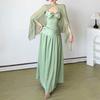 2026 European and American style summer new women's clothing solid color mesh shawl high waist slim dress women