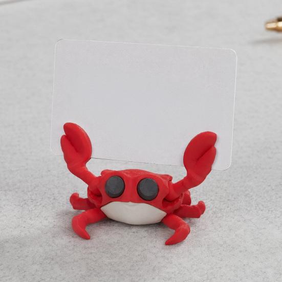 Business Card Holder 3D Printing Holder, Cute Crab Shape, Stable Cartoon Desk Accessory Non-Tip Organizer, for Office Home Desktop Storage Display