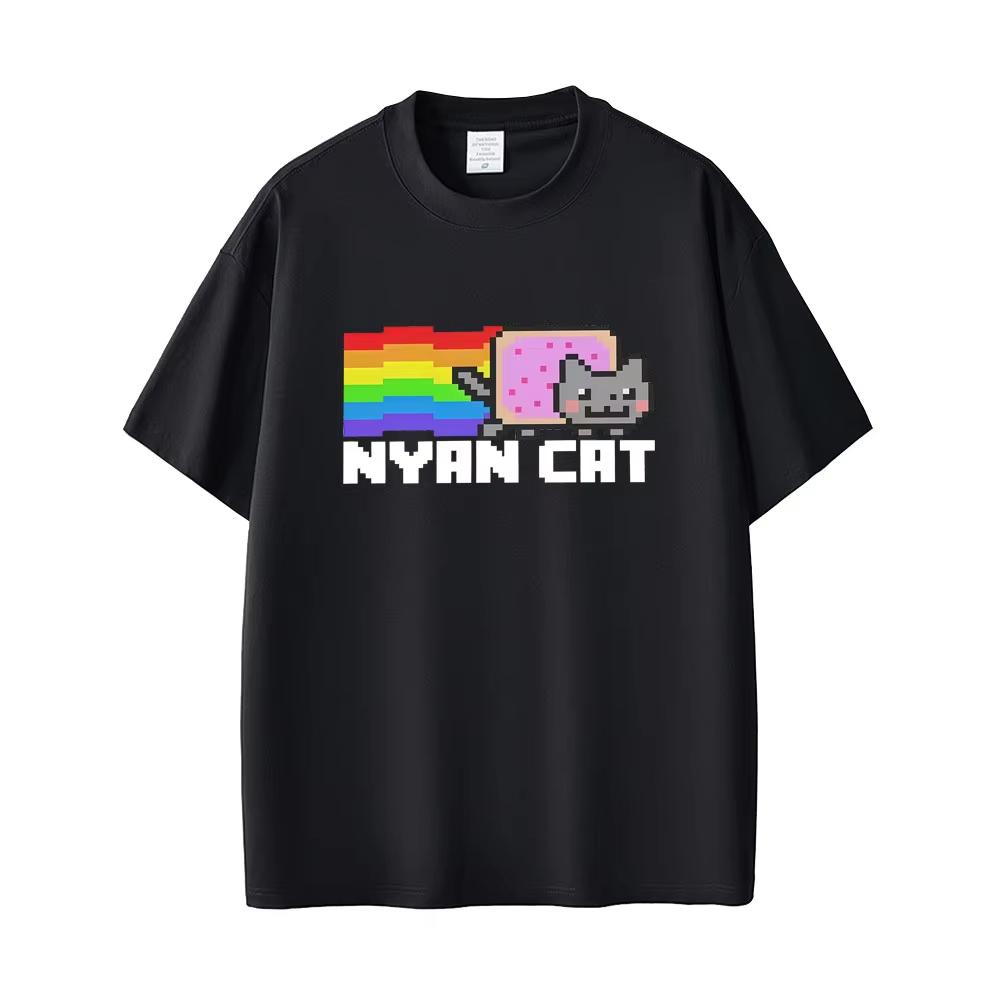 Game Rainbow Nyan Cat Funny Meme Tshirt Unisex Women Fashion Casual Cotton T Shirt Unisex Cute Kawaii Oversized Tshirts Fans Gift