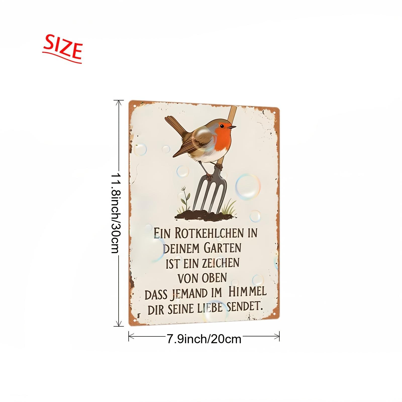 

Vintage Bird Farm Tool German Quote Metal Sign x D Flat Rustic Iron Plaque Retro Farmhouse Wall Art for Living Room 20x30cm（7.8x11.8inch）