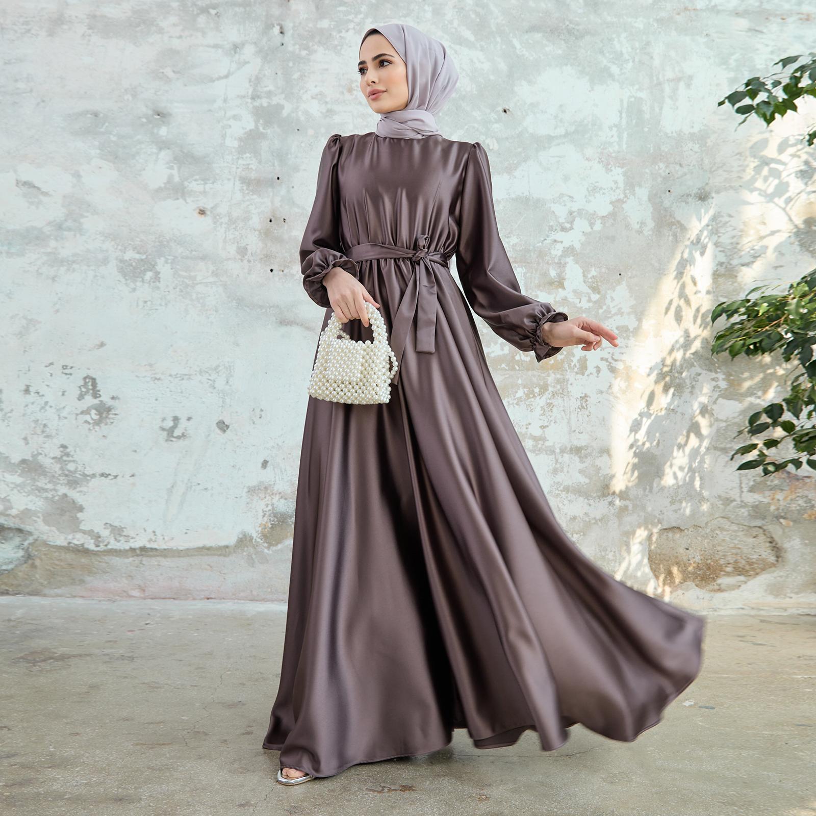 Buy Women Belted Waist Pleated Satin Dress New Season Wedding