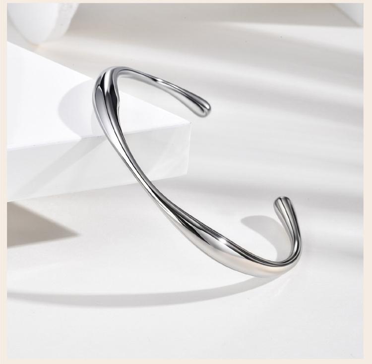 Bracelet jonc minimaliste à ouverture pour femme, Manchette en acier inoxydable pour poignet, Bracelets empilables, Bijoux lisses très polis