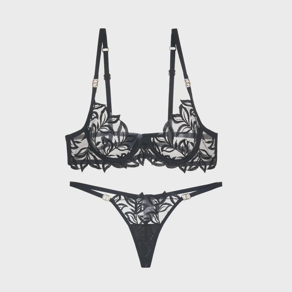 Women's Sexy Lace Bra and Panty Set, Embroidered, Anti-Sag, for Big Breasts