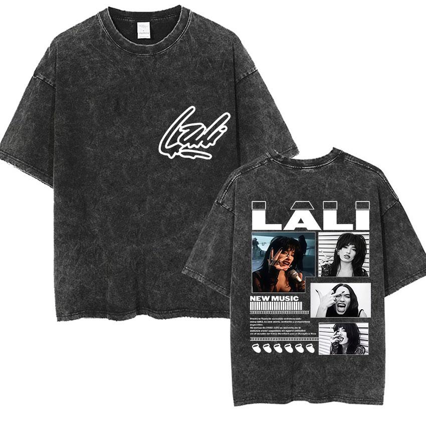 Singer Lali Esposito Tour Album Vintage Washed T Shirts Men Women Hip Hop Oversized Tshirt Summer Cotton Short Sleeve Tees