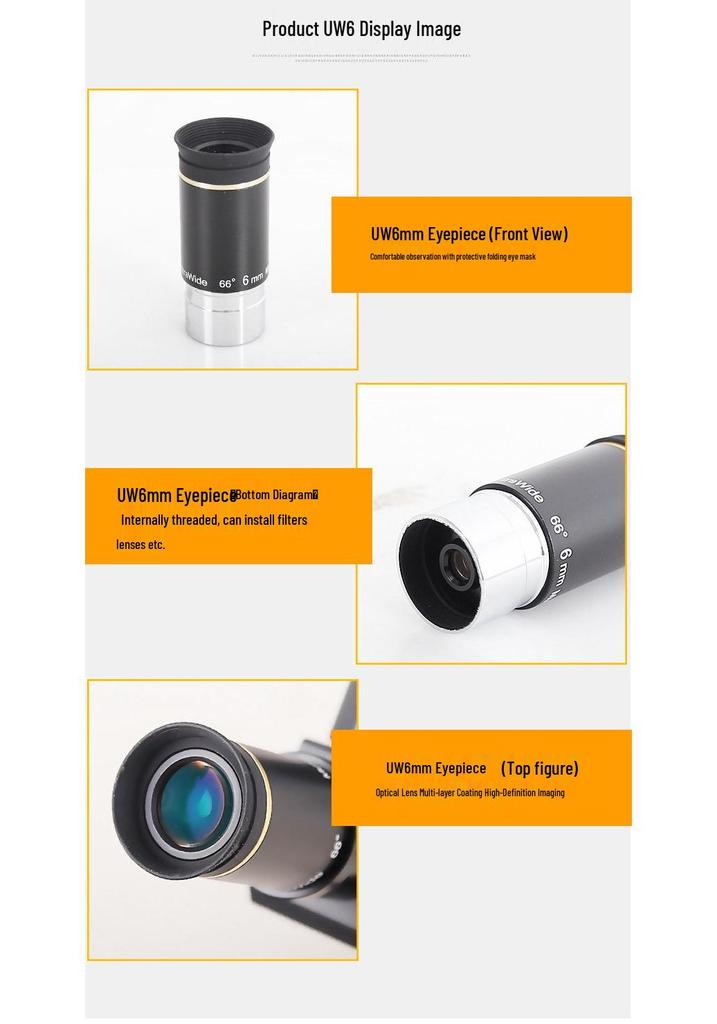 Oculaires Grand Angle 66°: 6, 9, 15, 20 mm - Accessoires de télescope pour l'observation du ciel étoilé en HD et l'observation du ciel profond