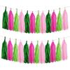 GAKA Pink and Green Paper Tassel Party Tassel Garland Banner for Theme Party Birthday Wedding Decorations,20 PCS