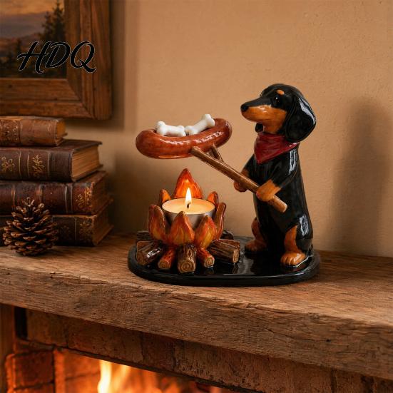 Campfire Candle Holder Animal Tealight Holder Durable Resin with Cat Cute Fox