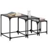  Coffee Tables That Slide Under Each Other, 3 Pieces, Black Glass Top