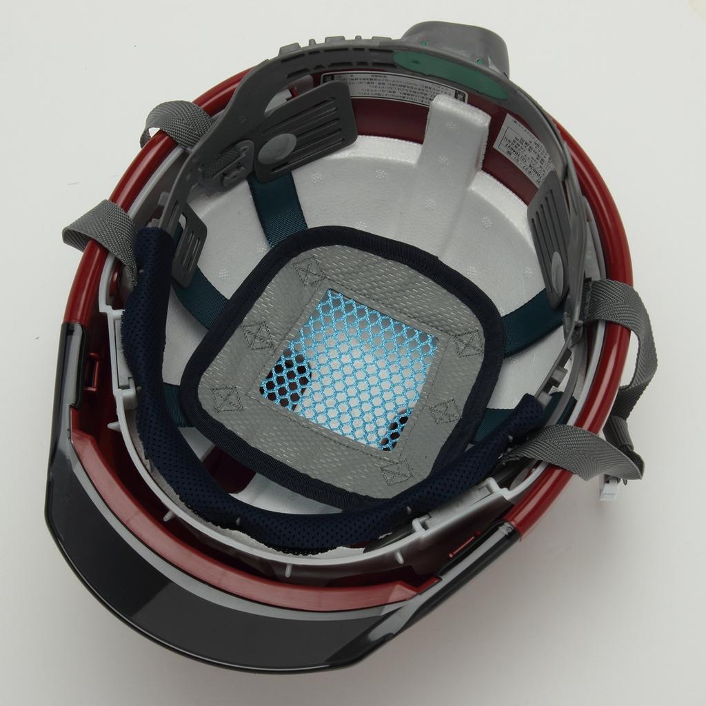 Sumibe Techno Plastic Helmet KKC3 Series with ventilation transparent styrene holes, eaves, liner, red/smoke KKC3-B-EN-S