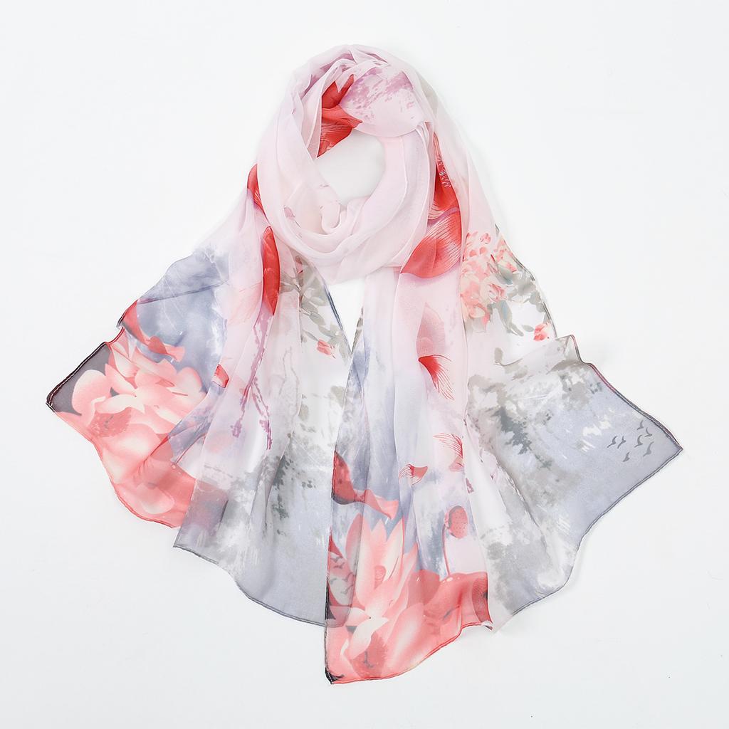 New Beauty Floral Printed Georgette Hijab For Women Thin Soft Scarf Shawl Wrap Middle East Summer Beach Sunscreen Thin Headscarf