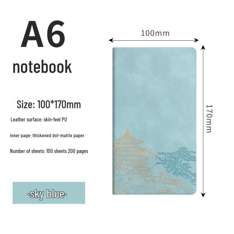Chinese Style PU Leather Notebook - A5/A6/B5 Business Office Gift with Customizable LOGO Printing
