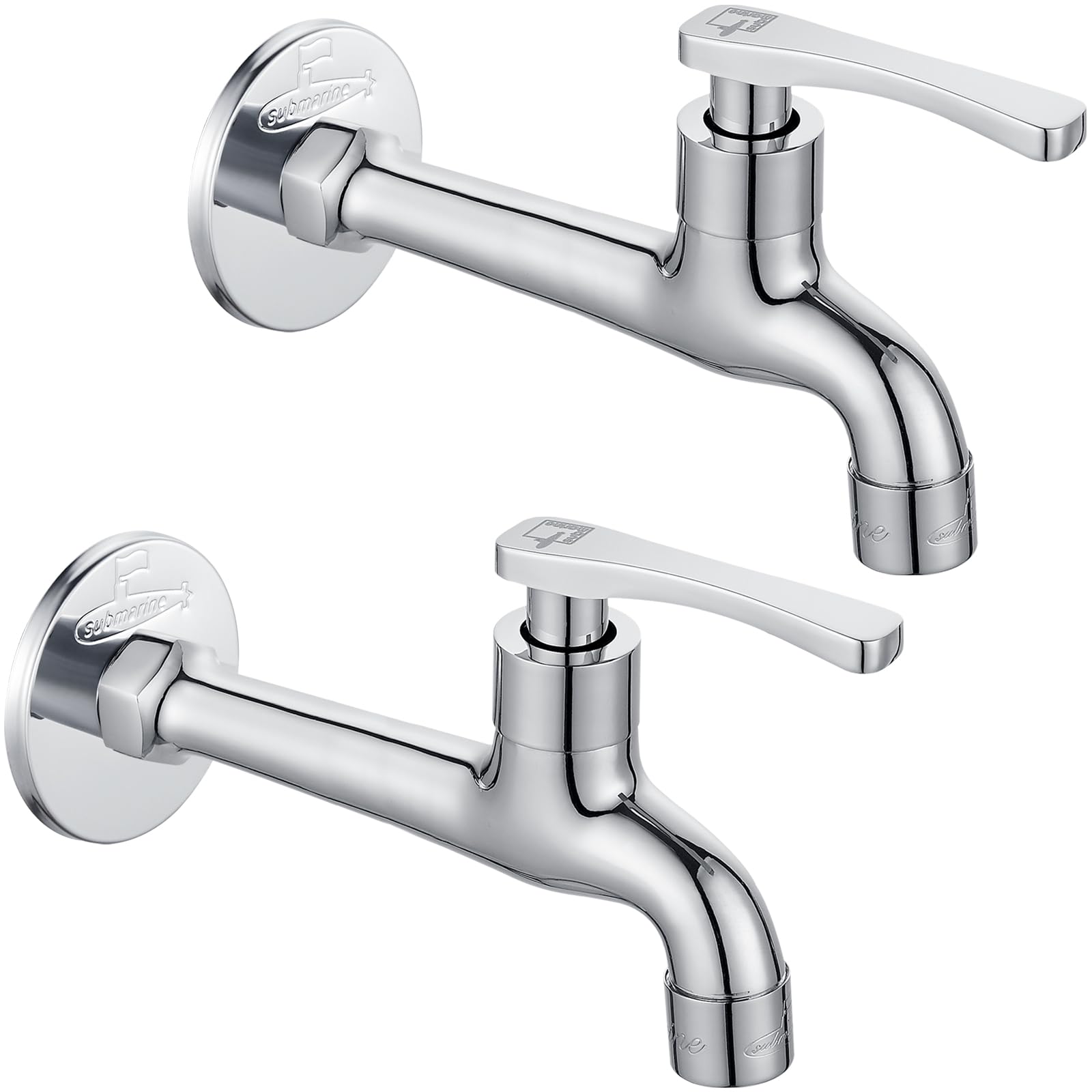 2Packs  Wall Mounted Balcony Mop Sink Faucet, Chrome Brass Single Handle Cold Faucet, Used for Bathroom Mop Sink, Kitchen Sink, Balcony and Garden 2 Pack