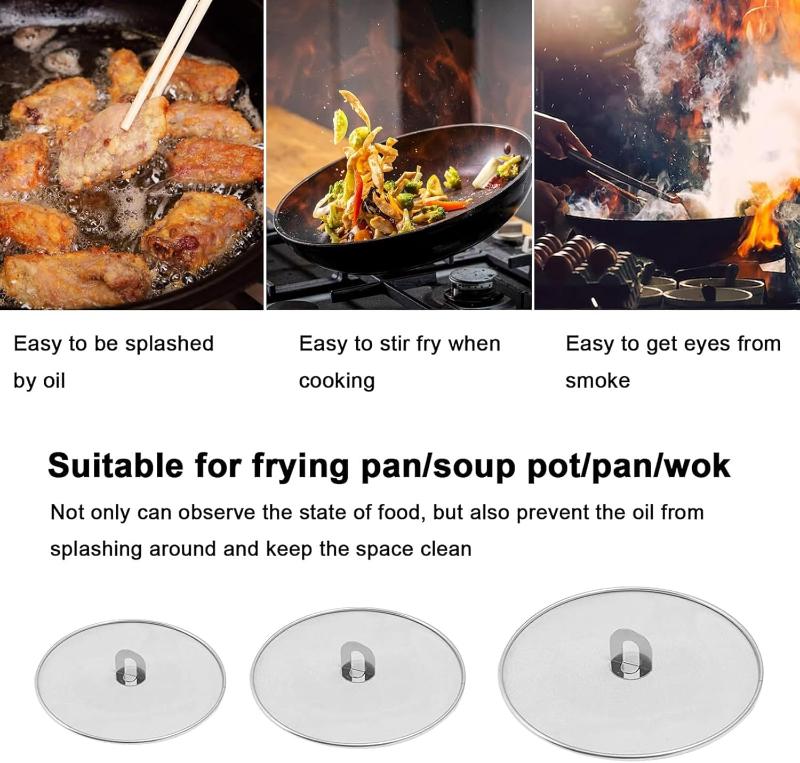 Splatter Screen 304 Stainless Steel Fine Mesh Splatter Screen 25/29/33cm for Frying Pan Grease Splatter Guard with Fold Flat