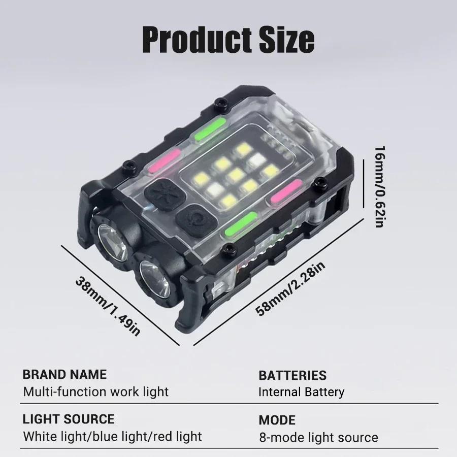 Multifunctional Mini COB Flashlight Tye C Rechargeable Outdoor LED Portable Torch with Clip Light Magnetic Camping Warning Lamp