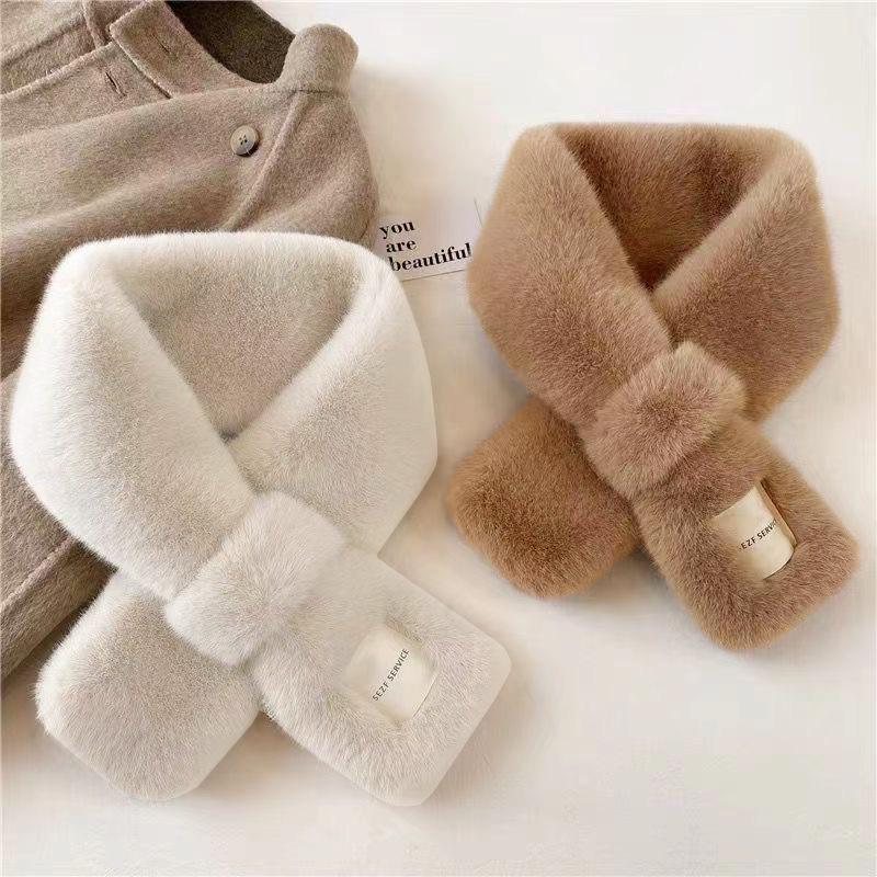 Korean-Style Soft Fuzz Scarf - Cozy Autumn/Winter Plush Neck Warmer