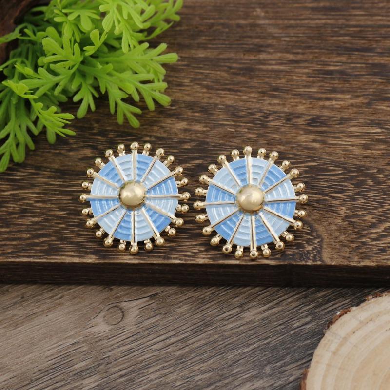 New Enamel Geometric Flower Stud Earrings Women's Fashion Simple Irregular Flower Summer Versatile Earrings