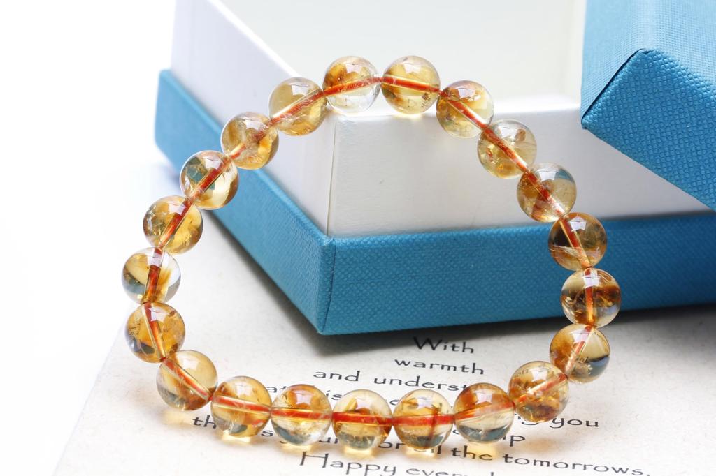 [K.KOUOKU] Natural Citrine Bracelet, 9mm, Power Stone, November Birthstone, Good Luck, Fortune, and Money, from Madagascar, Natural Stone Prayer
