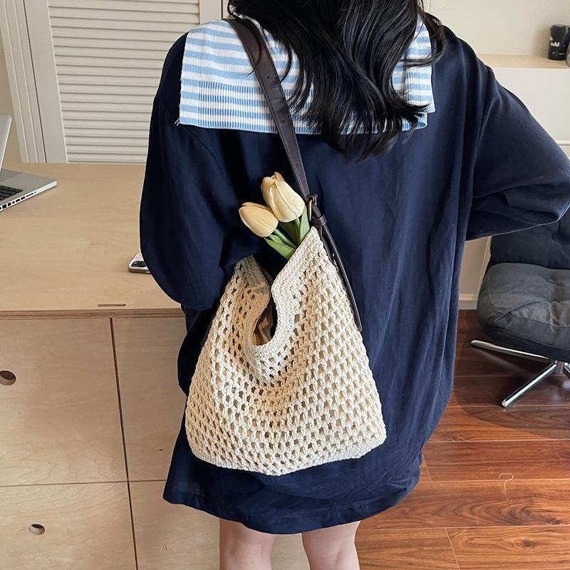 Hollow Woven Bag Women's New Literary Tote Bag Summer Seaside Leisure Vacation Bag