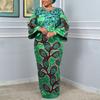 Women Casual Long Sleeve Floral Print Loose Long Dress Kaftan Robes