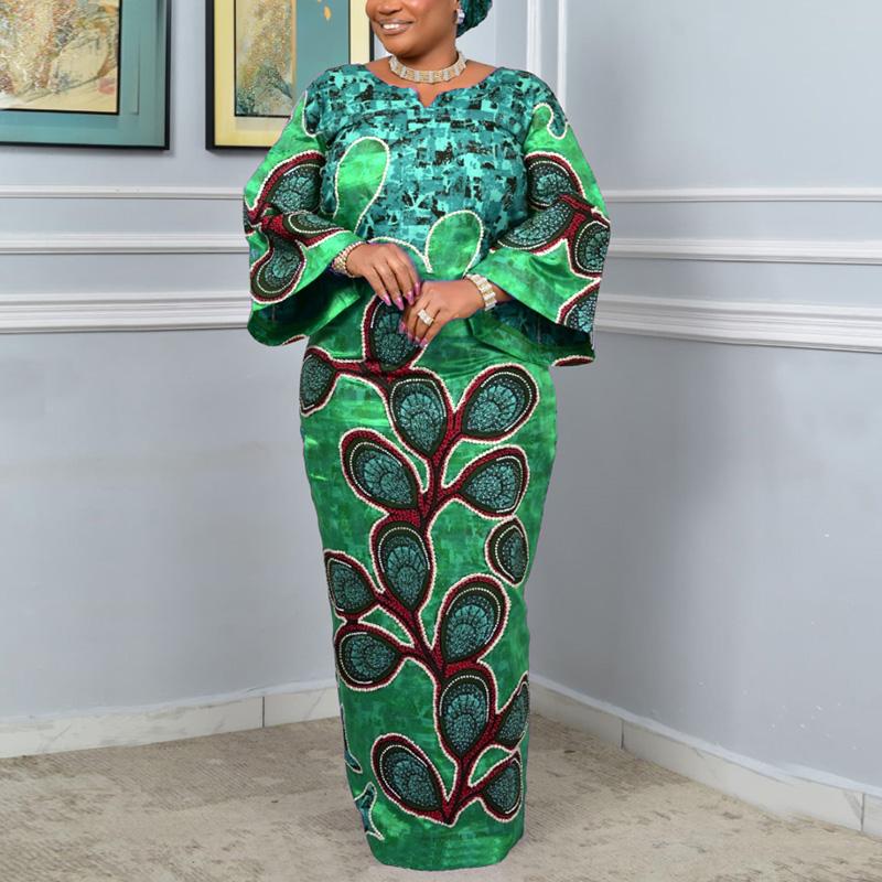 Women Casual Long Sleeve Floral Print Loose Long Dress Kaftan Robes