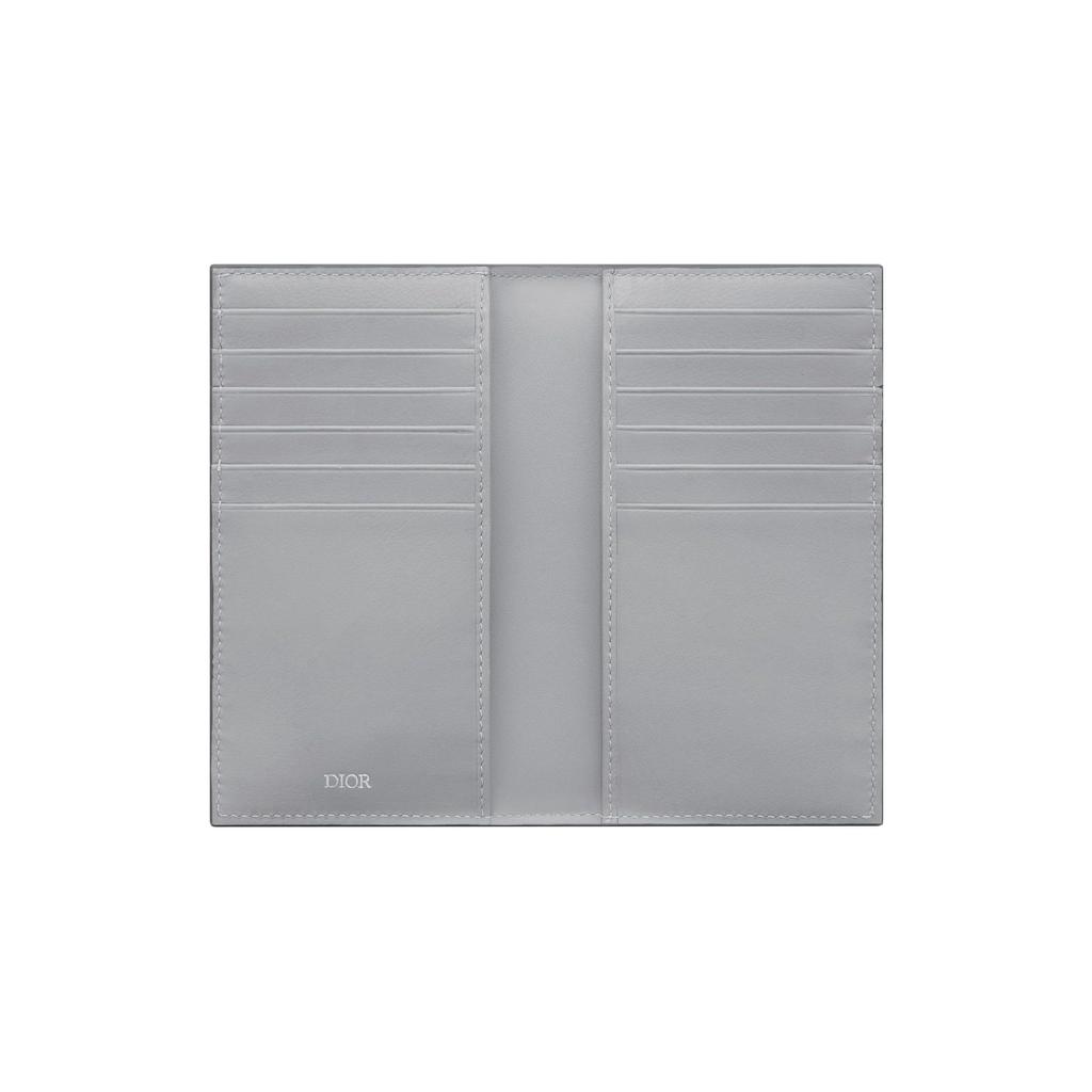 Dior CD Diamond Pattern Print Double Fold Canvas Card Holder Men Card Holder Gray 2ESCH147DCO-H42E