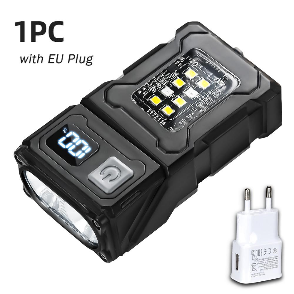 Mini USB Rechargeable LED Flashlight - Portable Super Bright Torch with Tail Magnet, Side COB Emergency Light & Camping Lantern