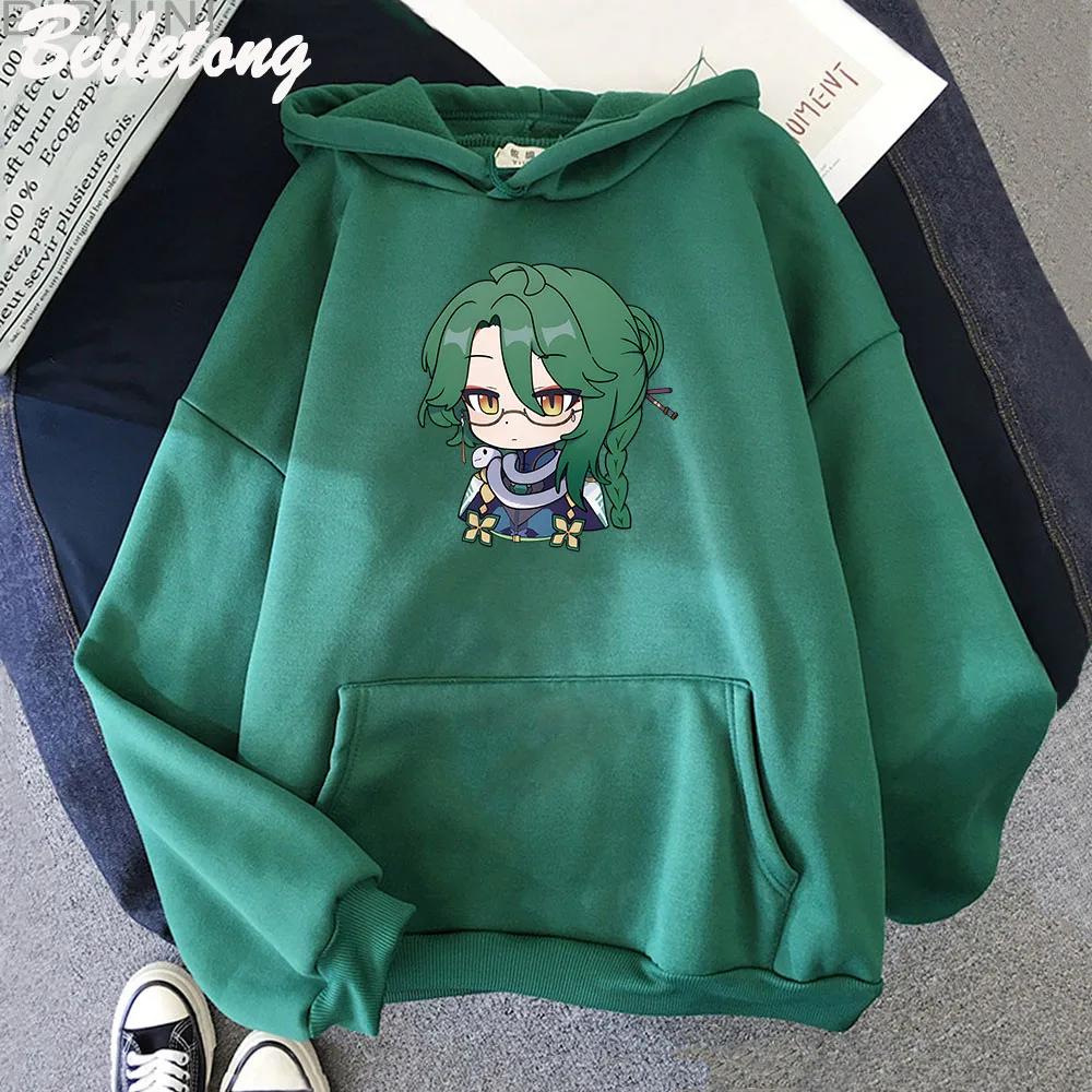 Baizhu Genshin Impact Hoodies Cartoon Cute Print Sweatshirts Women Spring Fashion Tops Kawaii Clothing Aesthetic