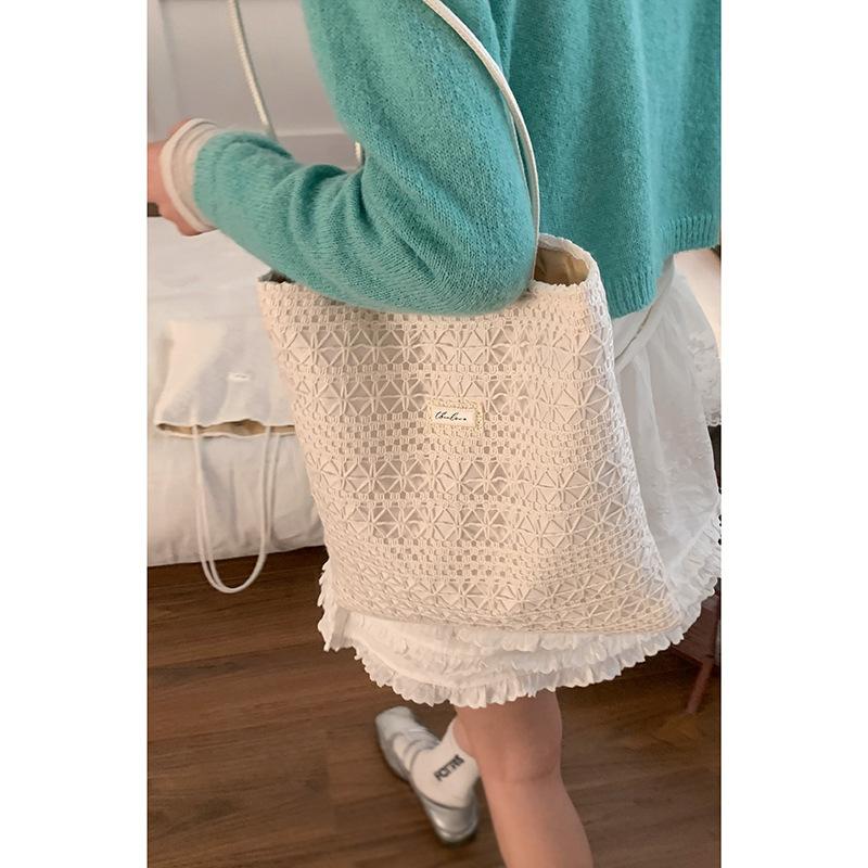 

Холщовая сумка в литературном стиле женская новая модная ажурная сумка-тоут большой вместимости на плечо под мышку