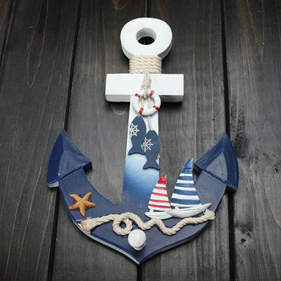 Mediterrane Wandtür Hängedekoration Kiefer Nautisch Fisch Anker Haken Ornament