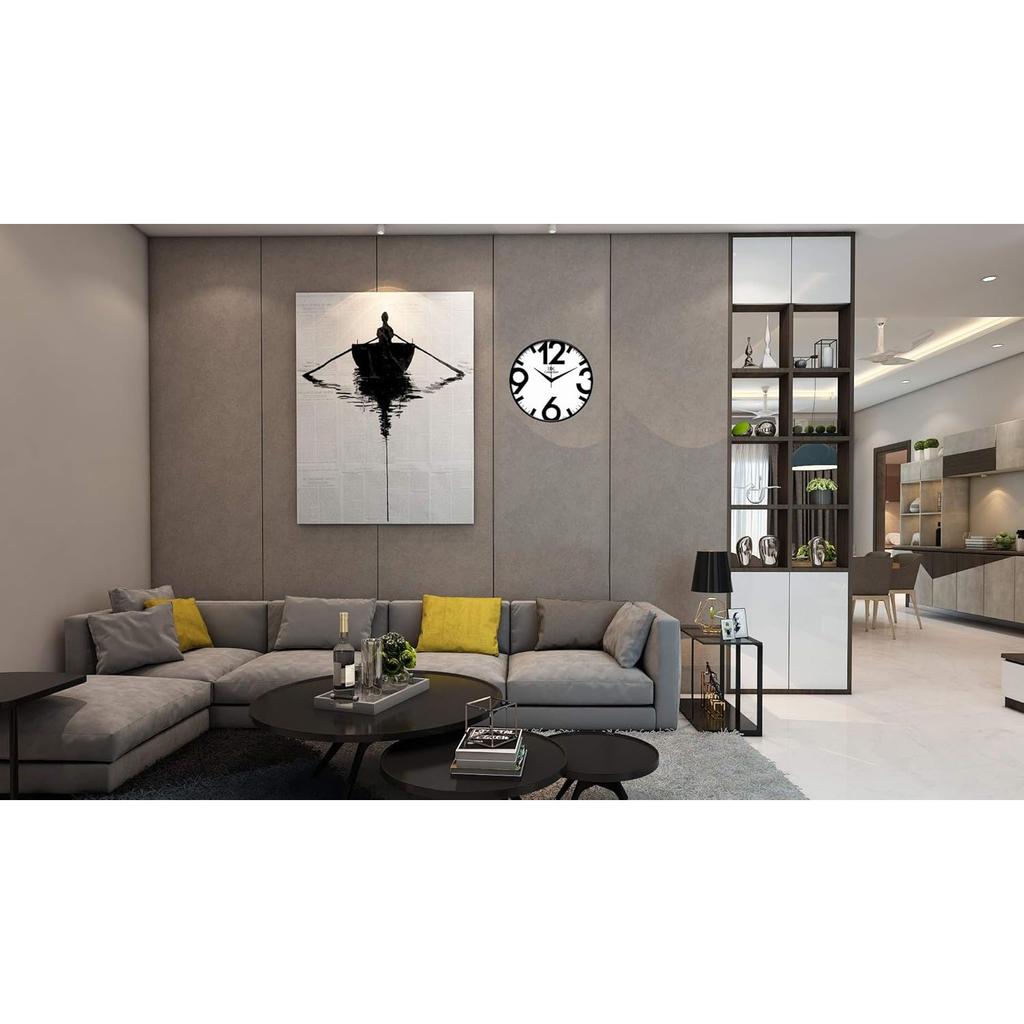 Home/Kitchen/Living Room/Bedroom/Office Designer Plastic Analogue Round Wall Clock with Glass