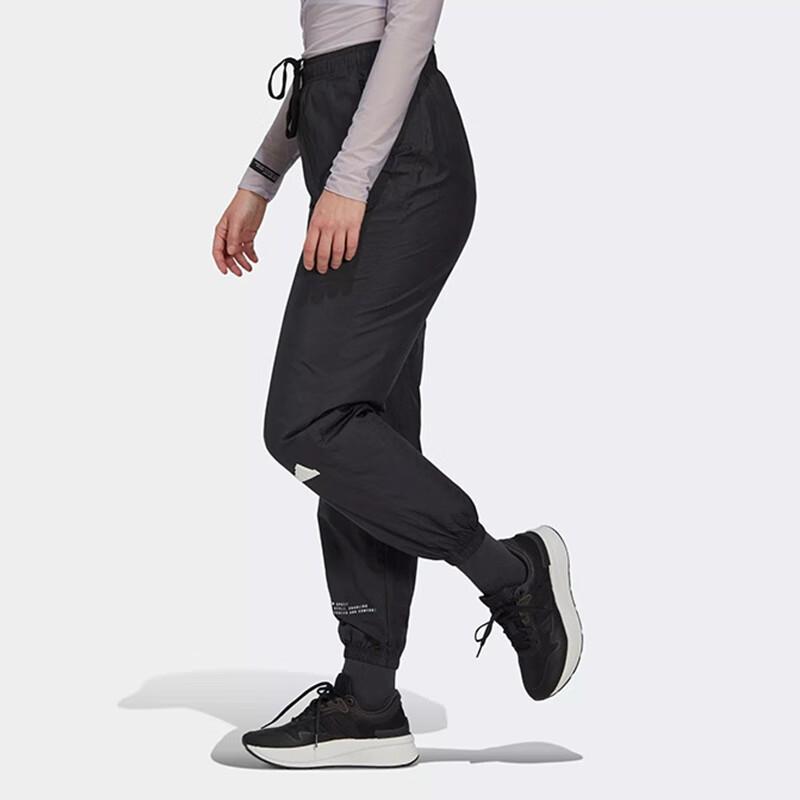 Adidas SS23 Solid Color Logo Print Cuffed Casual Pants Women Bottoms Black HG4369