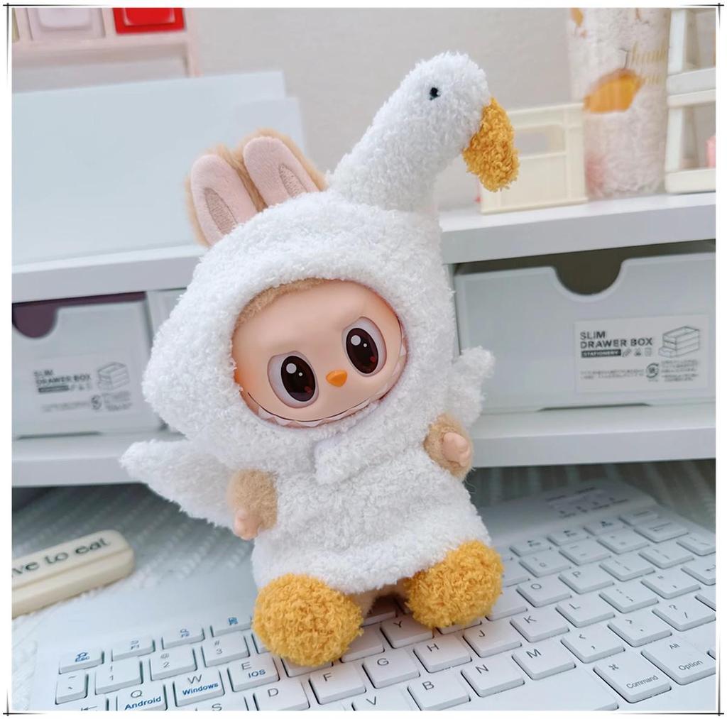 First, Second, and Third Generation Labubu Doll Clothes: 17cm Plush Onesie for 10cm Labubu Dolls, Cute Cartoon Design