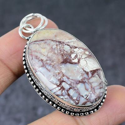Natural Wild Horse Gemstone Handmade 925 Sterling Silver Gift Pendant 2.29" T1t51