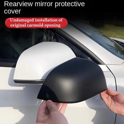 For Tesla Model 3 Y Rearview Mirror Cover Bright/Matte Carbon Fiber Rear View Mirror Decorative Shell Exterior Car