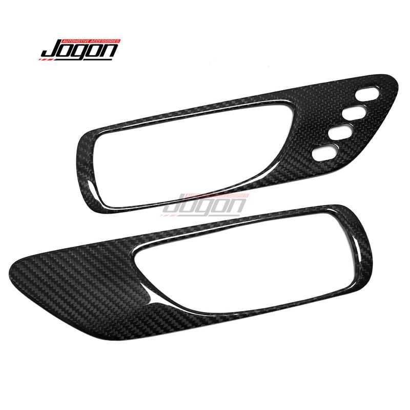 2PCS Carbon Fiber Car Interior Window Side Door Handle Panel Cover Trim For Lexus RC200 RC300 RC F Sport 2015- Accessories