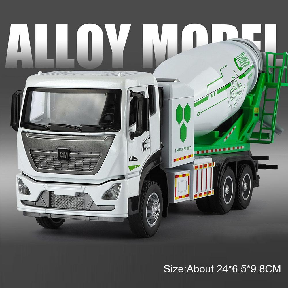 1:32 Scale Mixer Truck Sweeping Car Model Toy Alloy Diecast High Simulation Sound Light Models Children's Engineering Toys Cars