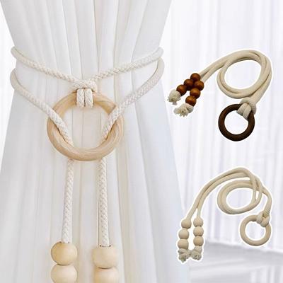 Attache-rideau simple à franges et perles Sans perçage Sangle de rideau réglable Support de rideaux Accessoires de rideaux pour la maison